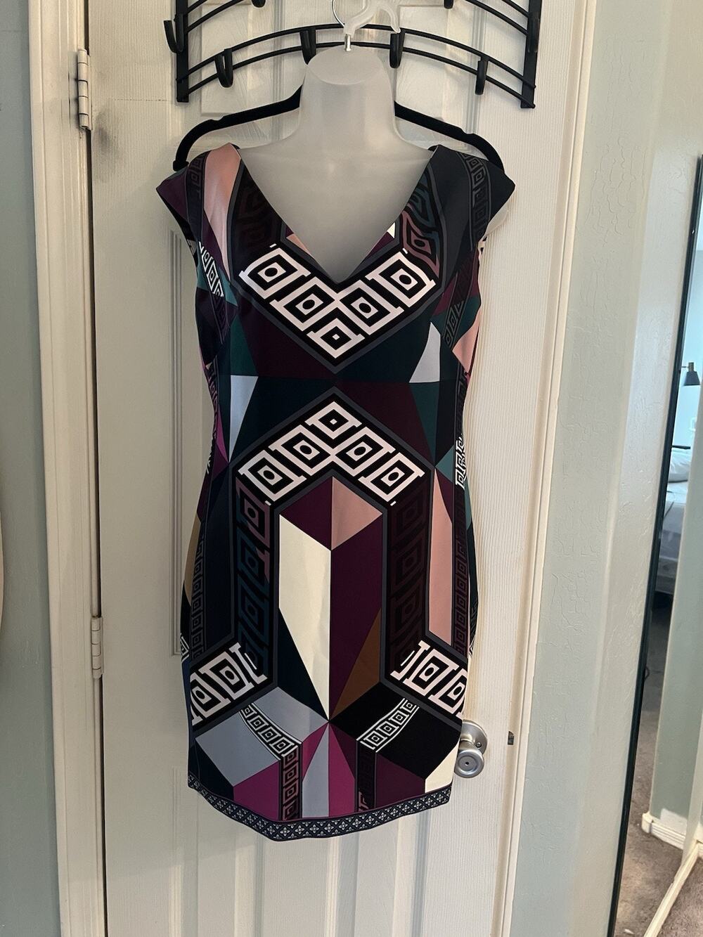 Versace Collection Geometric Print Sheath Dress 44